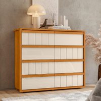 Cômoda Tarsila em MDF com 8 Gavetas Telescópicas - Pallazio Cor:Cinamomo e Off White