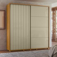 Guarda-Roupas Monet 2 Portas Deslizantes com 4 Gavetas e 8 Prateleiras - Pallazio Cor:Cumaru e Opala