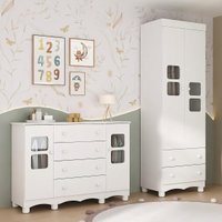 Quarto de Bebê Completo com Guarda-Roupas 2 Portas e Cômoda Luna Multimóveis MP4799