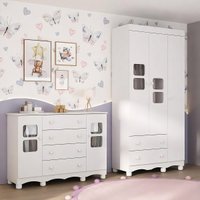 Quarto de Bebê Completo com Guarda-Roupas 3 Portas e Cômoda Luna Multimóveis MP4798