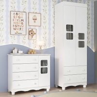 Quarto de Bebê Completo com Guarda-Roupas 2 Portas e Cômoda Luna Multimóveis MP4796