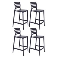 Kit 4 Cadeiras Altas Tramontina Plástico Resistente Grafite Banqueta Bar Bancada Cozinha Summa Sofia
