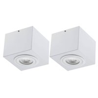 Kit 2 Plafons de Sobrepor Luminária Quadrada de Teto Branca Aluzinc Dital Sala Cozinha