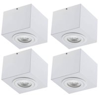 Kit 4 Plafons Luminária de Sobrepor Quadrada Branco Aluzinc Dital Escritório Sala Cozinha