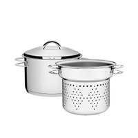 Jogo Cozi-Pasta Tramontina Solar em Aço Inox Fundo Triplo com Alças C/2 Peças 20 cm