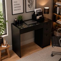 Mesa de escritório Ditália 4 Gav c/tampo vidro PE-150 cor:Preto