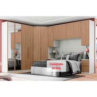 Quarto Modulado Henn Seletto 6 Peças (1 Ponte + 1 Closet + 2 G Roupas + 2 Complementos) QMH06 Areia/Jequitibá - Henn