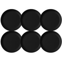 Jogo 6 Pratos Rasos Redondos 25cm Pratos Plástico Preto Servir Lanches Petiscos Coza