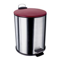 Lixeira Inox Escovado 5 L com Tampa Vermelha Euro Limpeza Casa