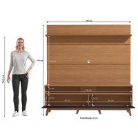 Estante Home para TV até 70 Polegadas Kappesberg Canela/Preto Fosco 180cm