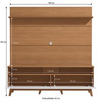 Estante Home para TV até 70 Polegadas Kappesberg Canela/Branco 180cm