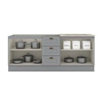 Cozinha Modulada Henn Americana 3 Peças (2Balcões+1Complemento) s/Pia CZ138 Cinza-Henn