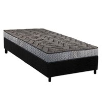 Conjunto Box Solteiro: Colchão Espuma Paropas Compact AG 65 / D23 Royalle Rústico Prata + Base CRC Suede Black (88x188)
