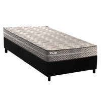 Cama Box Solteiro: Colchão Espuma D45 Paropas Pasquale Plus Gray + Base CRC Suede Black (88x188)