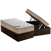 Cama Box Baú CRC Solteiro +Colchão Molas Revolution Castor -
