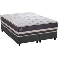 Cama Box Queen: Colchão Ortopédico Herval AG65 Belfort + Base CRC Suede Gray (158x198)