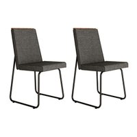 Cadeira de Cozinha Lira 1752 Aço Kit 2 Uni Preto/Linho Grafite/Corano Preto - Carraro
