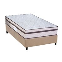 Cama Box Solteiro: Colchão Molas Ensacadas Paropas Basic + Base CRC Suede Clean (88x188)