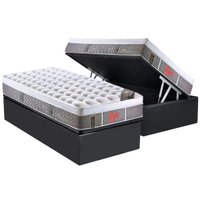 Cama Box Baú CRC Solteiro +Colchão Molas Pocket LightPlush Castor -