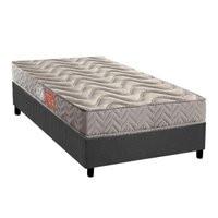 Cama Box Solteiro: Colchão Espuma D45 Paropas Pasquale Gray + Base CRC Suede Gray (88x188)
