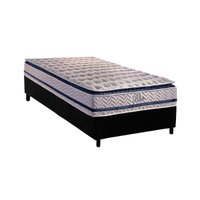 Cama Box Solteiro: Colchão Molas Ensacadas Paropas Blue+Base CRC Rústico Black-88x188