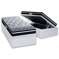 Cama Box Baú Solteiro: Colchão Ortopédico Probel D33/EP ProDormir Advanced Tech1500 Plus + Base CRC Corano White(88x188)