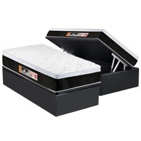 Cama Box Baú CRC Solteiro +Colchão D45 Black White Castor 88
