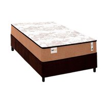Cama Box Solteiro: Colchão Molas Ensacadas Plumatex Smart Classic + Base CRC Suede Brown (88x188)