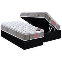 Cama Box Baú CRC Solteiro +Colchão Molas Pocket LightStres Castor -