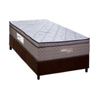 Cama Box Solteiro: Colchão c/ Vibro Massagem Paropas Vibro Aplause Smart Brown + Base CRC Suede Brown (88x188)