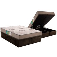 Cama Box Baú CRC Queen +Colchão Espuma D33 Pérola Polar 158