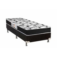 Cama Box Solteiro: Colchão Espuma Luckspuma D33 Supreme Black Pró Saúde Duplo + Base CRC Suede Black(88x188)