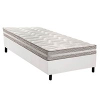 Conjunto Box Solteiro: Colchão Espuma Paropas D33 D45/ Pro Sono Double Face Prata + Base CRC Corano White (88x188)