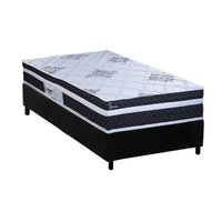 Cama Box Solteiro: Colchão Molas MasterPocket Ensacadas Paropas Basic Black + Base CRC Suede Black (88x188)
