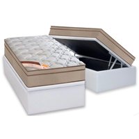 Cama Box Baú CRC Solteiro +Colchão Molas Master Pocket Revolution Castor -