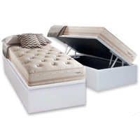 Cama Box Baú Solteiro: Colchão Molas MasterPocket Ensacadas Herval Maxspring Scotland + Base CRC Corano White (88x188)