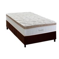 Cama Box Solteiro: Colchão Molas Ensacadas Herval Toronto + Base CRC Suede Brown (96x203)