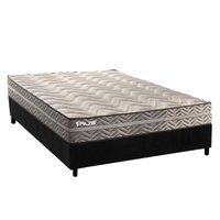 Cama Box Viúva: Colchão Espuma D45 Paropas Pasquale Plus Gray + Base CRC Suede Black (128x188)