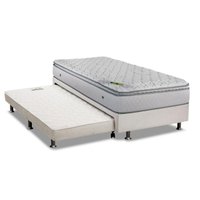 Cama Box c/Aux CRC Solteiro +Colchão Molas Luck Luckspuma 88
