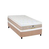 Cama Box Solteiro: Colchão Molas Pocket Ensacadas Castor Silver Star Air Double + Base CRC Suede Clean (88x188)
