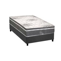 Conjunto Box Solteiro: Colchão Molas Polar Ensacadas Safira + Base CRC Suede Gray (88x188)