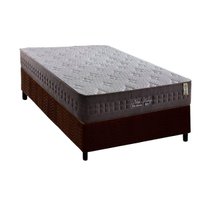 Cama Box Solteiro: Colchão Molas Ensacadas D Angelis Anjos New King Brown + Base CRC Suede Brown (88x188)