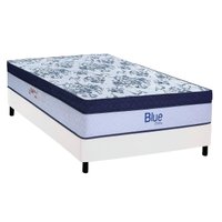Cama Box Solteiro: Colchão Molas MasterPocket Ensacadas Paropas Blue + Base CRC Corano White (88x188)