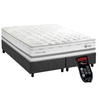 Conjunto Box Queen: Colchão Molas Herval Maxspring C1756 c/ Massagem + Base CRC Suede Gray (158x198)