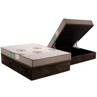 Cama Box Baú CRC Casal +Colchão Espuma D33 Pérola Polar 138