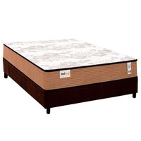 Conjunto Box Casal: Colchão Molas Plumatex Ensacadas Smart Classic + Base CRC Suede Brown (138x188)