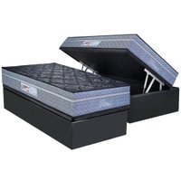 Cama Box Baú Solteiro: Colchão Molas MasterPocket Ensacadas Paropas Petrus Chumbo + Base CRC Suede Gray (88x188)