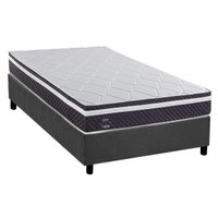Cama Box Solteiro: Colchão Molas MasterPocket Ensacadas Herval C1789 + Base CRC Suede Gray (88x188)