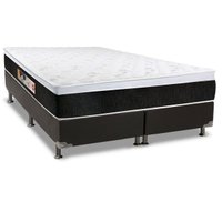Cama Box Queen: Colchão Espuma Castor D45 Black e White AIR + Base CRC Suede Black(158x198)