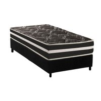 Cama Box Solteiro: Colchão Ortopédico Paropas D28 AG80 Master Black Double Face + Base CRC Suede Black (88x188)